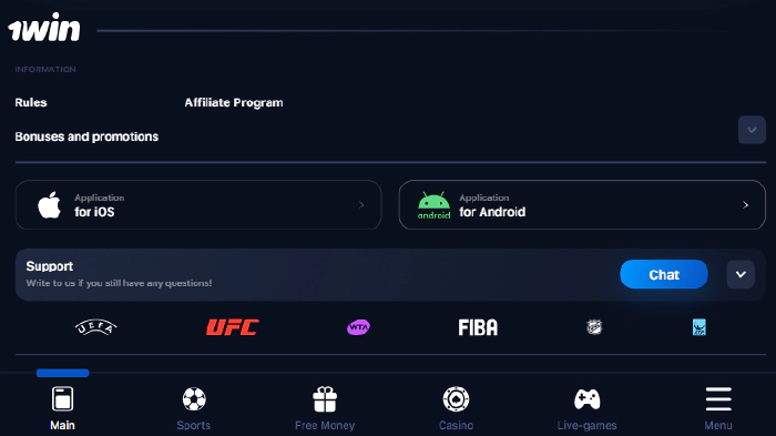 Unduh versi terbaru dari APK resmi 1win untuk Android